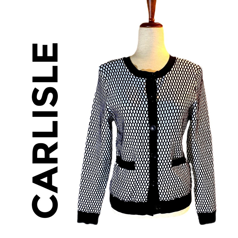 CARLISLE BLACK & WHITE CARDIGAN SWEATER L